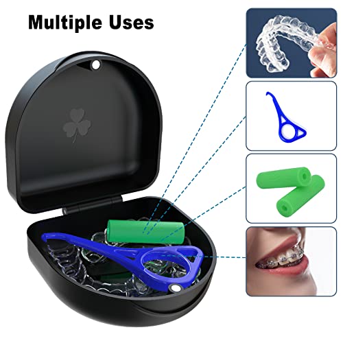 Retainer Case Denture Case: Bvn Orthodontic Dental Case, Slim Braces Case, Mouth Guard Case, Denture Box, Teeth Aligner Case, Night Guard Case Container Storage Holder Black #TOP4