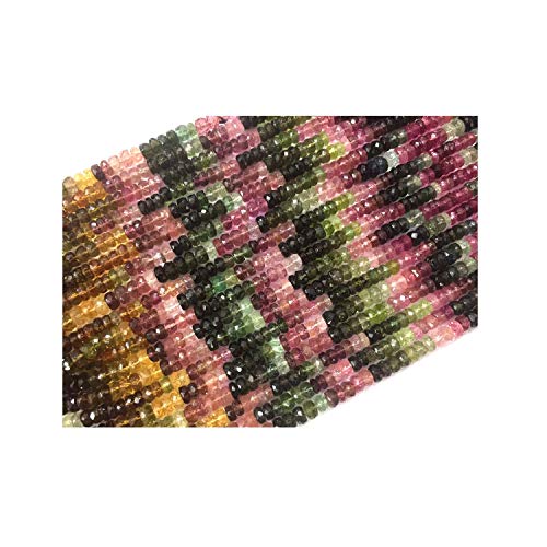 Tourmaline naturelle lâche perles rondes à facettes 3mm-4mm pour bijoux DIY