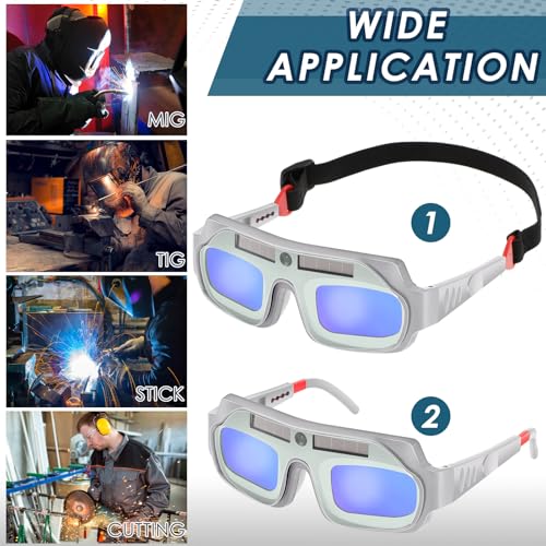 Image of Tellegloww 1 Set Auto Darkening Welding Glasses with Replacement Lenses, Solar Welding Goggles for Tig Mig Mma Plasma Cutting