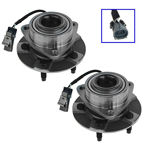Image of TRQ Front Left and Right Wheel Bearing and Hub Assembly Set 2 Piece Compatible with 2002-2007 Saturn Vue with 4 Wheel ABS 2005 Chevrolet Equinox 2006 Equinox 2006 Pontiac Torrent