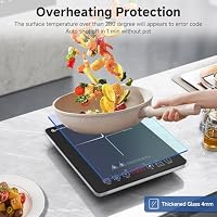 Induktionskochfeld 1 Platte, AMZCHEF Kochplatte Induktion mit ultradünnem Design, 20-Temperaturstufen und 20-Leistungseinstellung, 2000W Induktionskochplatte mit 3-Stunden-Timer, Sicherheitsschloss – Ansicht 9