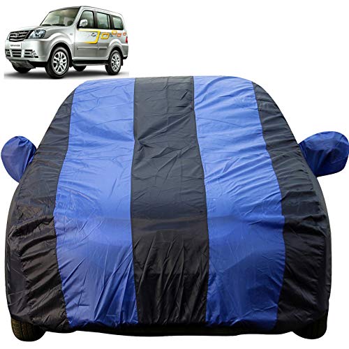 Image of Autofact Car Body Cover with Mirror Pockets Compatible for Tata Sumo (Triple Stitched, Bottom Fully Elastic, Royal Blue Color)