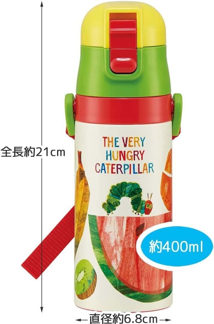 Skater SKCP3-A Children's Stainless Steel Water Bottle, 2-Way Drinking Straw, 14.1 fl oz (410 ml), Cup Drinking, 11.8 fl oz (350 ml), Lightweight Type, For Girls, Boys, Insulation, Small Capacity, Water Bottle, Cute Kids, Children, Water Bottle, Water Bottle