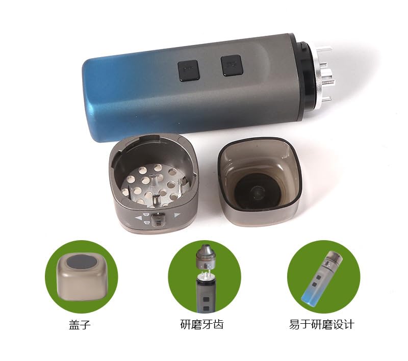 Portable Electric Herb Grinder Ultra-Fine Grinding Up to 1/1.5 Gram,USB Rechargeable Aluminum Alloy Tooth Plastic Shell Herbal Grinder with gift box (Gradient Blue-Gray)