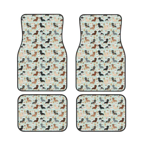 Alfombrillas de neopreno para coche con estampado de perro salchicha