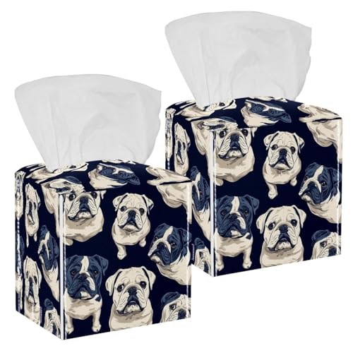 Boîte à mouchoirs Bulldog en cuir salle de bain et table basse de salon