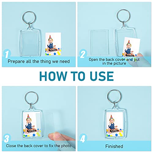 Mtlee 150 Pieces Photo Insert Keychain Clear Acrylic Picture Keychains Picture Frame Key Chain 2.2 X 1.6 Inch Rectangle Blank Photo Keychains For Christmas Valentine Holiday Photo Diaplay Supplies #TOP3