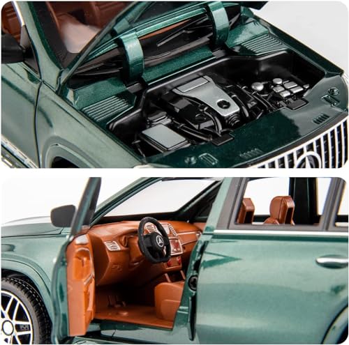 Image of 1 /24 Mercedes Benz GLS63 AMG Model Car,Zinc Alloy Diecast Toy Car Pull Back with Light and Sound Toy Vehicle Door Can Be Opened (Green)