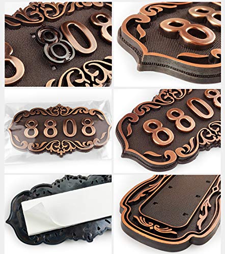3D Vintage Address Plaque Decorative Garden Number Wall Plaque Rustic Metal Antique Copper Personalized House Sign for House, Apartment, Public Facilitiesy, Office (Middle Ages) - Thumbnail 4