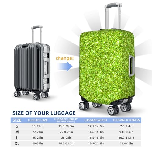 Lime Green Glitter For Travel Luggage Cover Suitcase Protector Fits 18-32 Inch Travel Luggage Protector Elastic Luggage Anti-Scratch Suitcase Cover4
