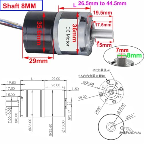 Moteur planétaire sans balais 12V à couple élevé et vitesse réglable - 6