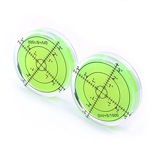Atoplee 2pcs PMMA Round Bubble Degree Marked Surface Level for Measuring Tool