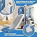 Glaf Toddler Slide 6 in 1 Indoor Playground Outdoor Playset for Kids Toddlers Age 1-3 Baby Slide with Basketball Hoop and Ball Storage Space and Telescope Freestanding Climber Slides Toys (Blue)