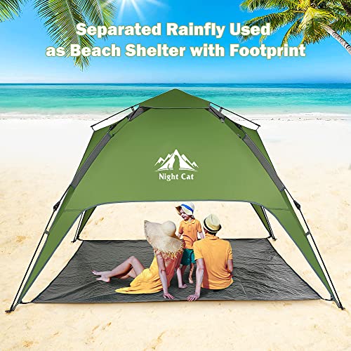 Night Cat Instant Popup Tents 2-3 Persons With Footprint Tarp Easy Setup Camping Tent With Rainfly Double Layers Waterproof Automatic Hydraulic Mechaism #TOP4