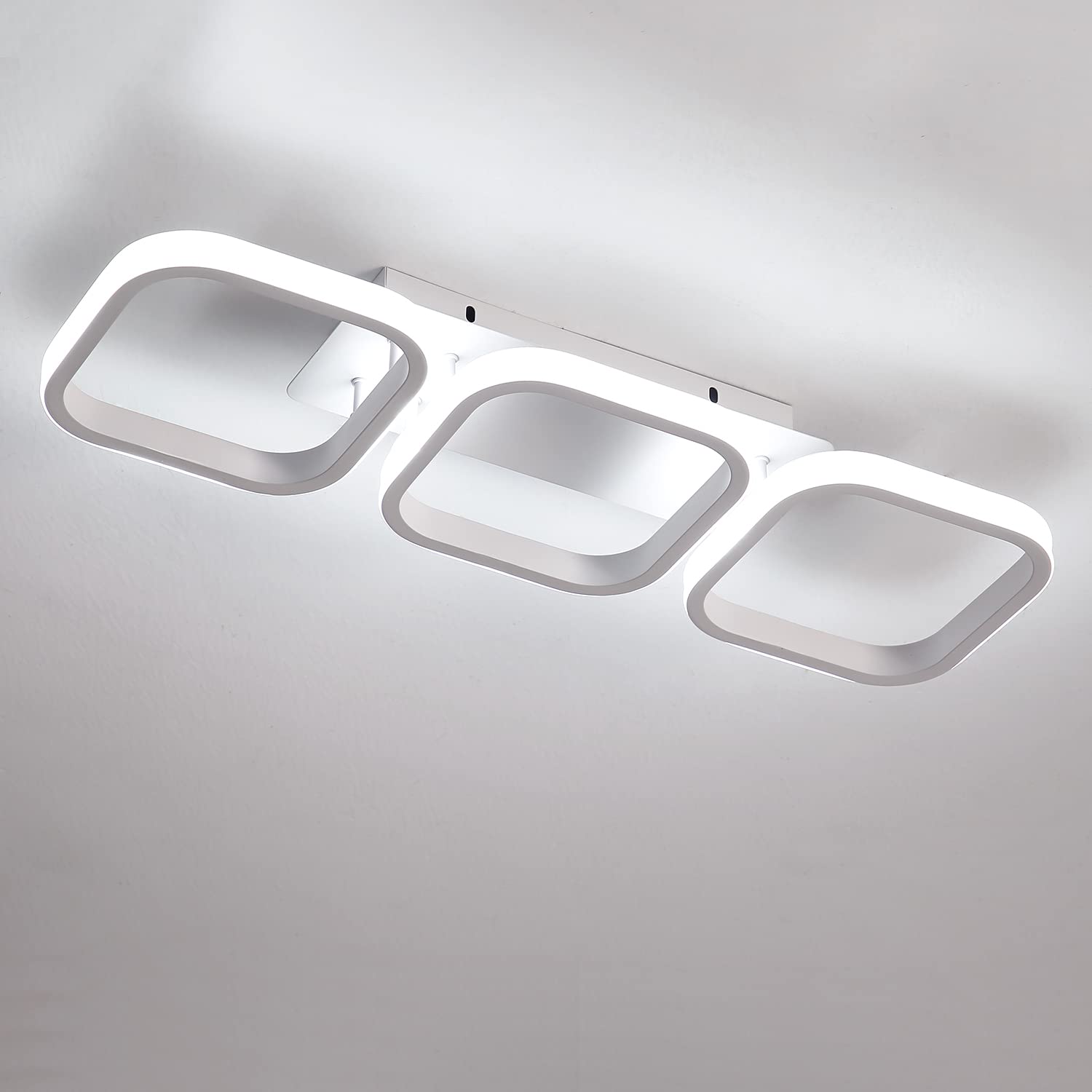 Comely Plafón LED 32W, Diseño Simple 3 Cuadrados Blanco Lámparas de Techo Modernas, 2700LM Luz de Techo in Metal para Salón, Cocina, Dormitorio, Pasillo, Estudio