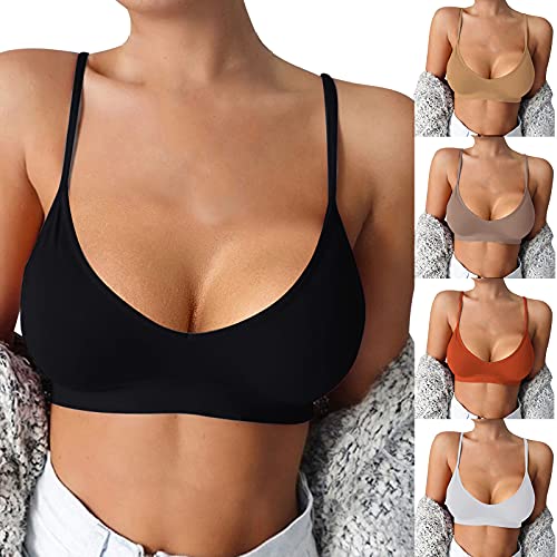 Donasty Femmes Soutien Gorge Dos Nu sans Armature Couleur Unie Cover