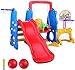 YQZ Ensemble de Toboggan et balançoire pour Tout-Petits, Aire de Jeux pour Grimpeurs autoportants pour, Centre d'activités pour Enfants pour, avec cerceaux de Basket-Ball réglables, Porte de Football