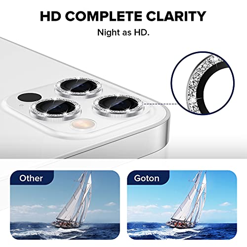 Goton Compatible for iPhone 12 Pro Max Camera Lens Protector, Glitter HD Tempered Glass Camera Cover Screen Protector Film for iPhone12 Pro Max 6.7 inch 2020 (Diamond) - Thumbnail 6