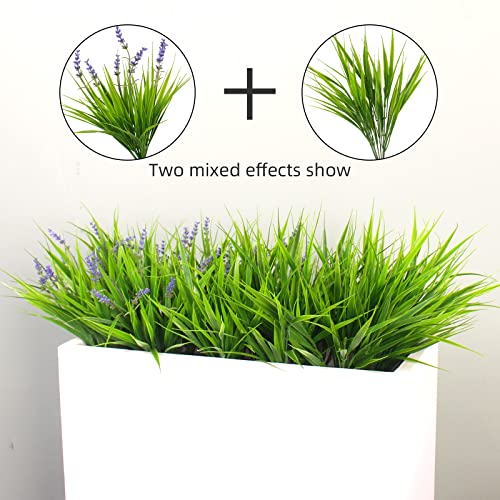 alyptus 12 Bundles Artificial Plants Outdoor Fake Monkey Grass with Flowers for Pot UV Resistant Plant Decor for Window Garden Patio Hanging Planter Pathway Front Porch (Grass with Flowers) - Image 6