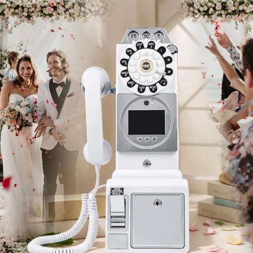 Livre d'or vidéo de mariage style rétro et cabine téléphonique audio MP4 avec carte 128 Go