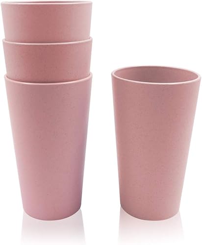 Paquete de 4 vasos de trigo de 20 onzas, vaso de paja de trigo irrompible reutilizable, taza para beber, café, té, agua, cerveza, leche, jugo, taza