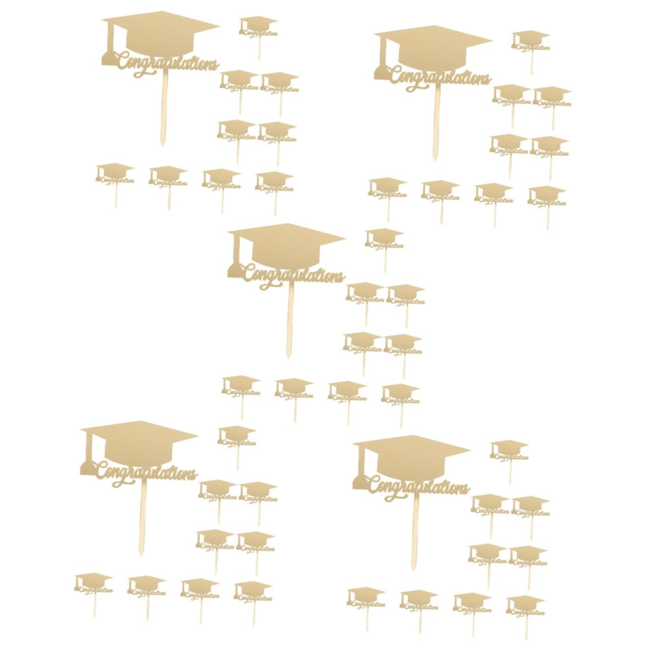 Amosfun 5 Sätze Abschlusstorte Dekorieren Goldene Tortendeko Goldene Kuchendeko Cupcake-picks Mit Abschlusskappe Hochzeitstorte Topper Graduierungskappe Cupcake-dekoration 10 Stück * 5