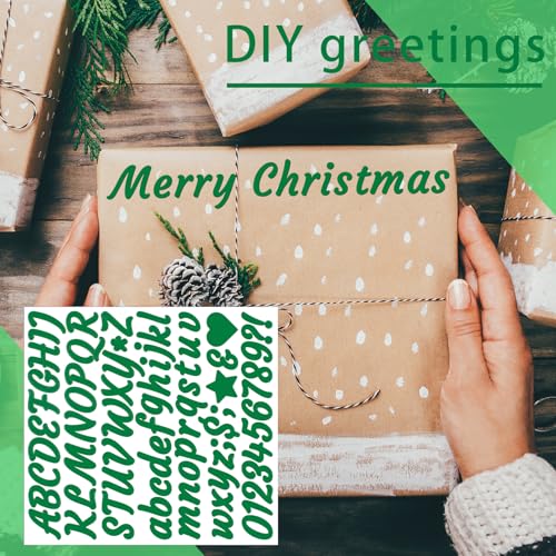 Image of 730 Pieces 10 Sheets Letter Stickers,Self Adhesive Waterproof Mailbox Numbers Stickers,Alphabet Decals for DIY,Bulletin Board,Window,Door,Sign,Bike,Car,Laptop,Scrapbook (Green, 1 Inch)