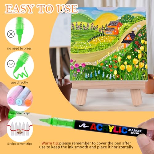 Image of 168 Colors Acrylic Paint Markers, Direct-Liquid Ink Control System, Premium Brush Tip Acrylic Paint Pens for School Art, Rock, Egg, Fabric, Wood, DIY Crafts (Includes Replacement Nibs)