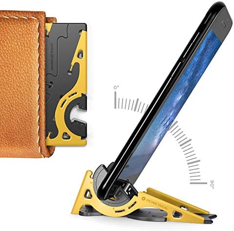 Pocket Tripod Pro by Geometrical - Universal Kit Plus - EDC Universal Card-Size Adjustable Carbon Fiber Phone Tripod for iPhone and Android with TPU Grip for Mobile Photography (Bee)