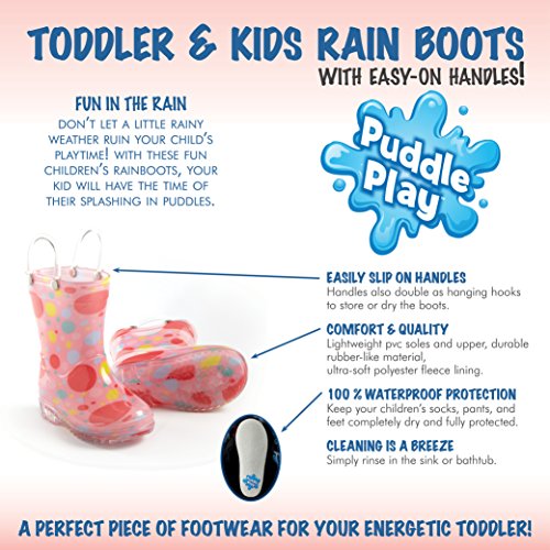 Puddle Play Rain Boots Girls Bubble Polka Dots - Size 6 Toddler - Thumbnail 2