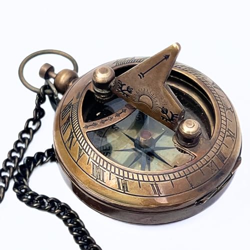 Brújula de bolsillo vintage de latón con brújula solar miniatura 6