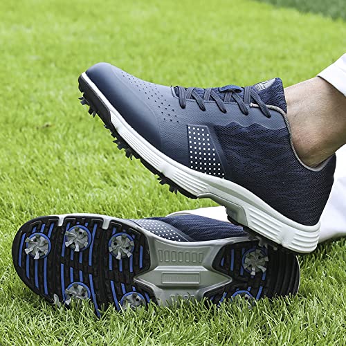Image of THESTRON Men Golf Shoes Mesh Breathable Breathable Golf Walking Sport Sneakers 7 Spikes Golf Trainers