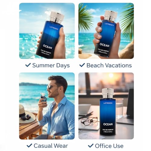 Image of La French Ocean Unisex Perfume 100ml | Long-Lasting Premium Perfume | Fresh & Bold Fragrance with Bergamot, Lavender & Lemon Notes | Premium Perfume for Men & Women