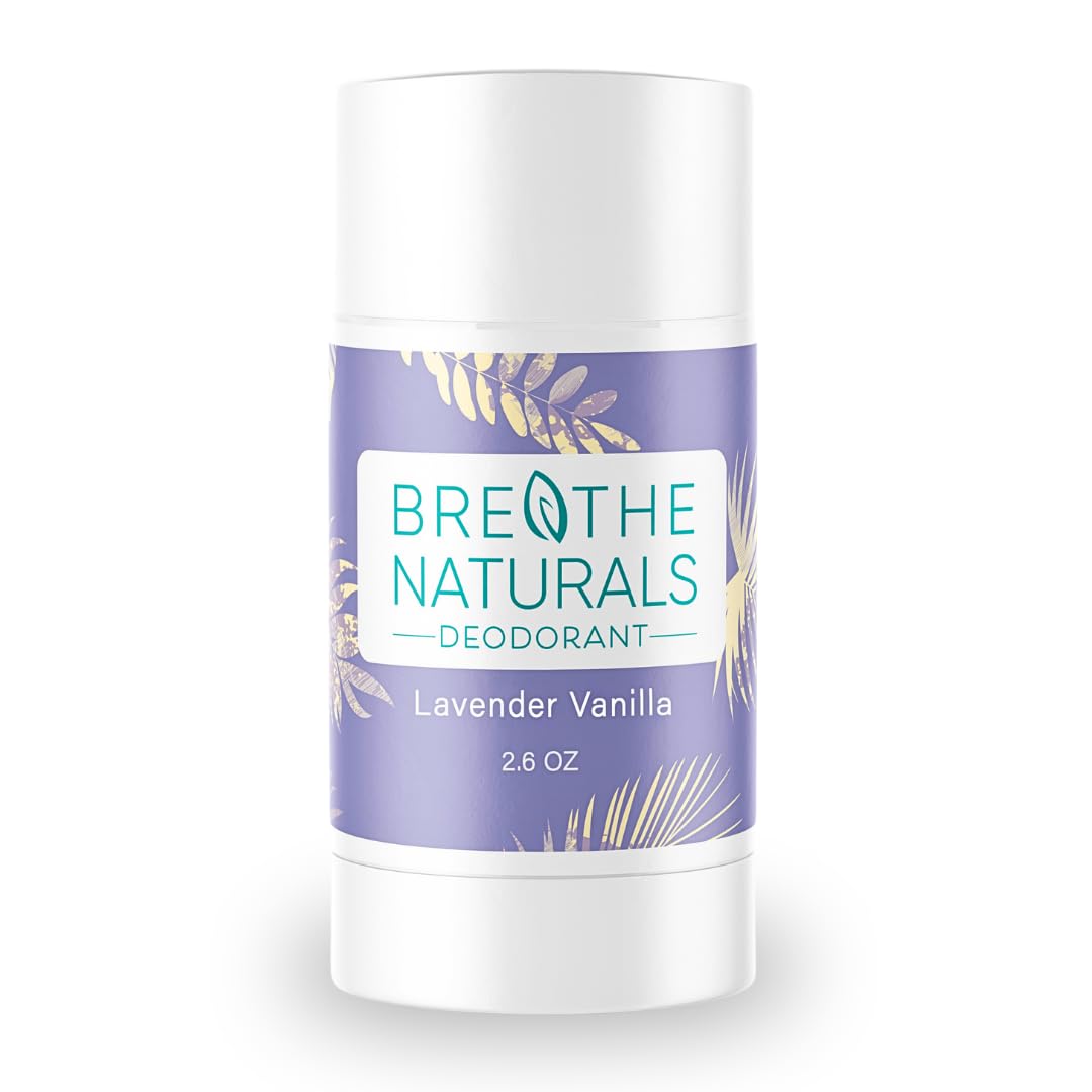 Breathe Naturals | Natural Deodorant for Women, Men and Kids, 24 Hour Odor Protection, Aluminum Free, Safe for Sensitive Skin | Lavender Vanilla