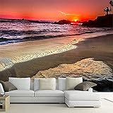 XHXI Benutzerdefinierte 3D-Wandtapete Schöne romantische Sonnenuntergang am Meer Sonnenuntergang Vlies Schlafzimmer Wanddekoration fototapete 3d Tapete effekt Vlies wandbild Schlafzimmer-300cm×210cm