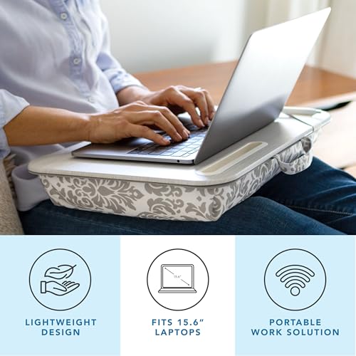 Image of LAPGEAR Designer Lap Desk - Gray Damask, Fits 15.6 inch Laptops