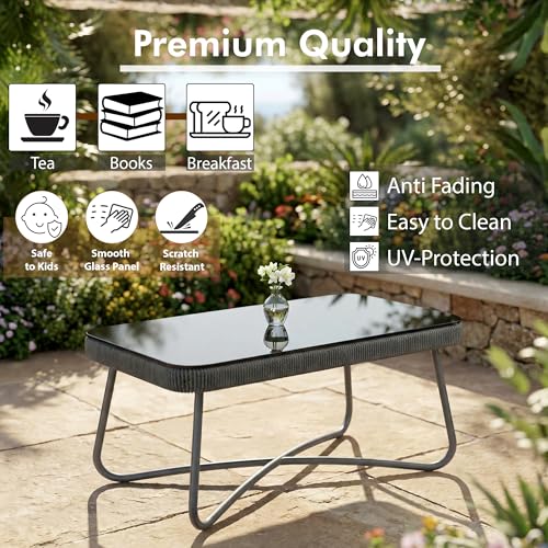 Image of Amazon Brand - Solimo Harbor Outdoor Rope Sofa Set | Balcony Sofa | Patio Conversation Sets | Braided Rope Garden Sofa Set and Ottoman (6 Seater- Grey & Dark Grey)
