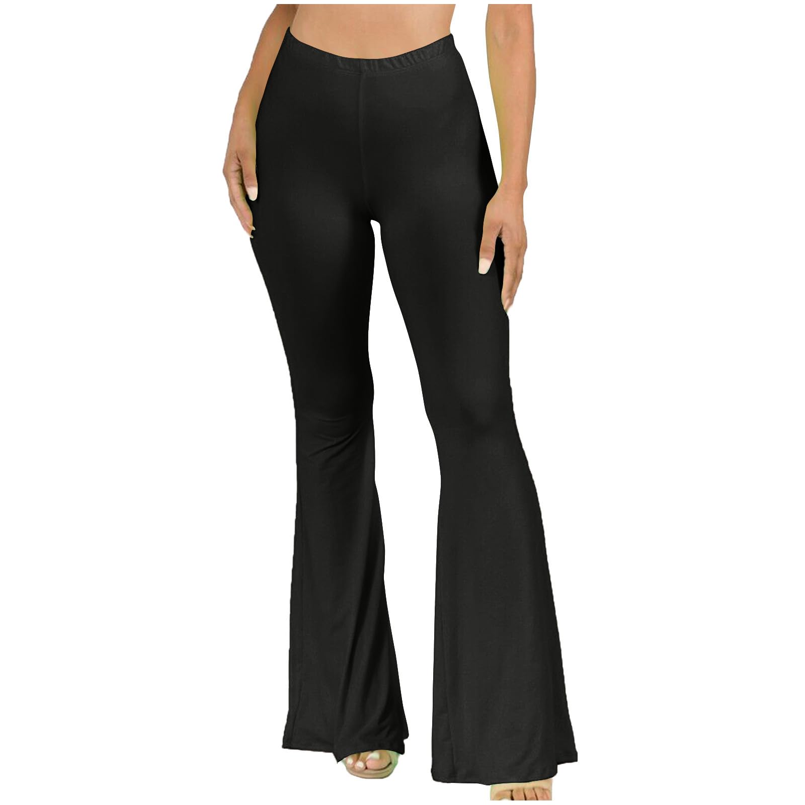 Womens High Waist Dress Flared Pants Basic Stretch Baggy Business Casual Pant Office Pull On Trousers Leggings