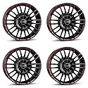 4x Borbet Felgen Alufelgen CW3 7.5x18 ET45 5x127 black glossy red ring kompatibel mit Jeep Grand Cherokee