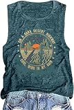 Adventure Tank Tops Women Desert Highway Shirts Nature Graphic Summer Sleeveless Outdoor Tshirt Vest (US, Alpha, Large, Regular, Regular, Green)