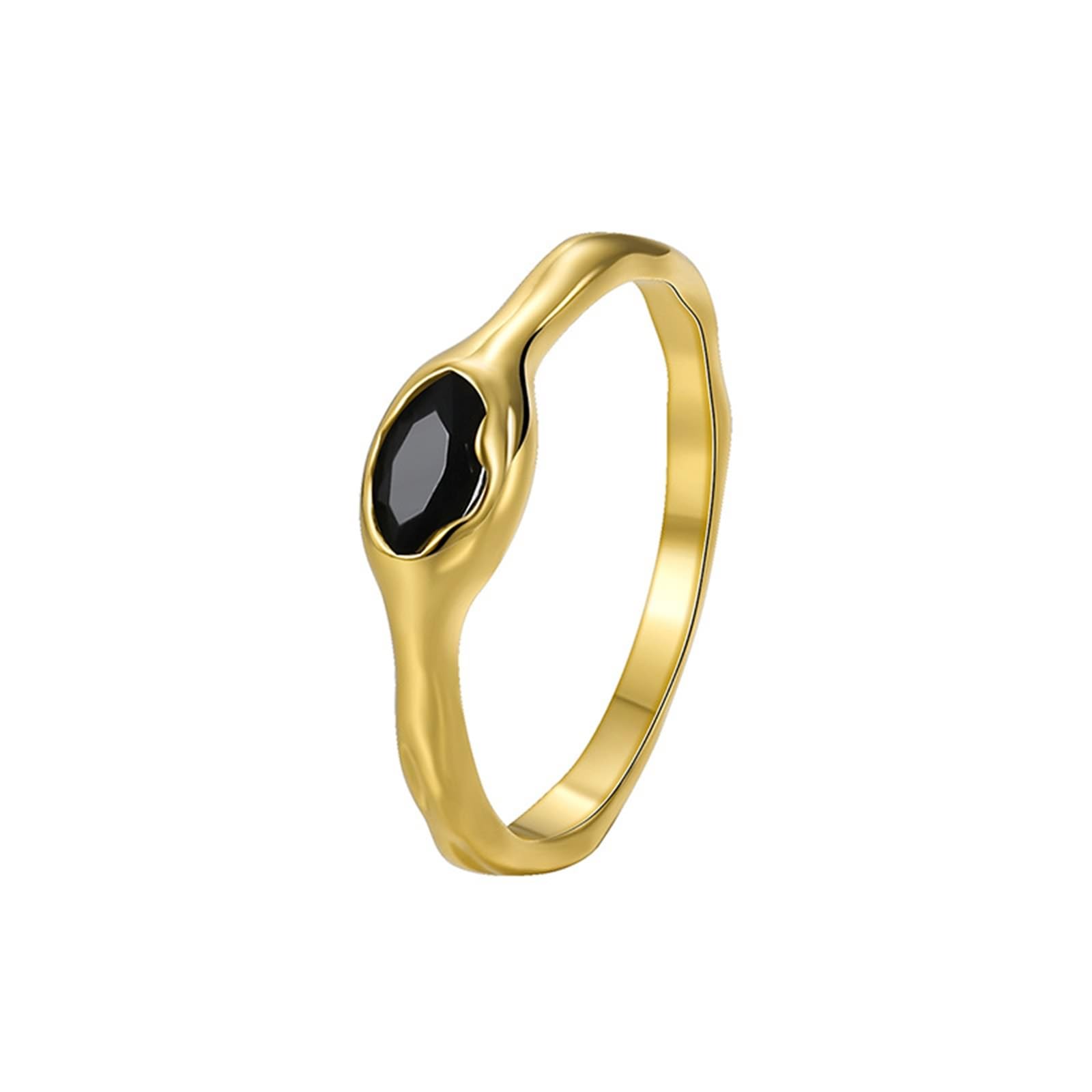 KnSam Gelbgold Au375/ 585/750 Verlobungsring, Solitär Klassiker Solitärring mit Achat (Ovalschliff Schwarz), 9K/14K/18K Gold Trauringe Echt, Gr.47-65