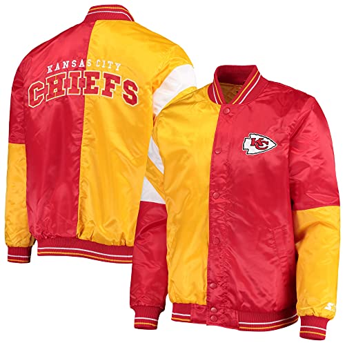 Starter Men's Red/Yellow Kansas City Chiefs Leader Varsity Satin Full-Snap Jacket #TOP3