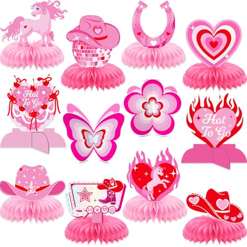 Decoraciones de club de poni rosa: 12 piezas de centros de mesa de pony, decoración de mesa de pony, decoración de cumpleaños para niñas y niños, decoración de fiesta temática de cumpleaños