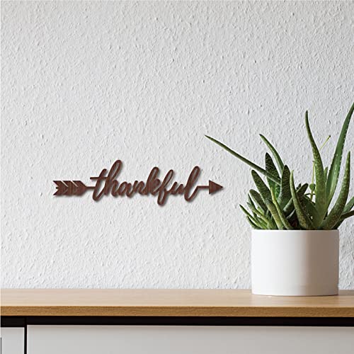 Creatcabin Thankful Arrow Wood Cutout Sign Wooden Wall Art Decor Wood Word Sculpture Signs Rustic Farmhouse For Housewarming Home Front Door Entryway Wall Decoration, Brown, 11.9 X 3.1Inch #TOP6