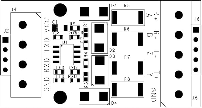 MiOYOOW RS422 to TTL Converter, 3.3V Level Converter Module Mutual Conversion with Indicator Light