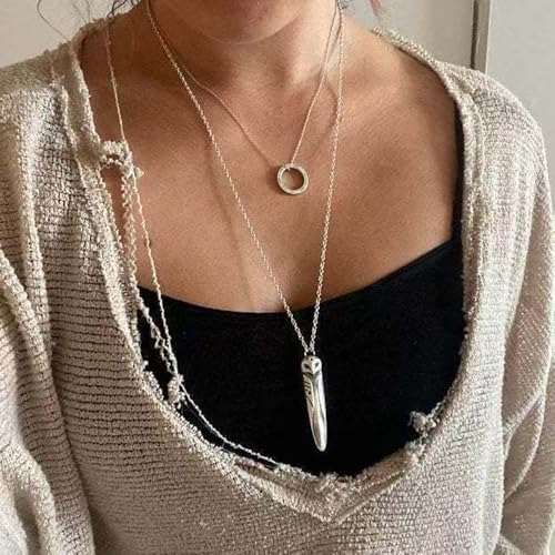 Lucky Silver Owl Necklace,Oxidized Vintage Owl Pendant with Moon and Stars,Retro Owl Moon Clavicle Chain,Halloween Animal Pendant Necklace Jewelry Christmas Gifts4
