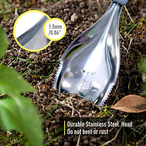 Jardineer 2Pack Garden Trowel, Stainless Steel Hand Shovel with Ergonomic Handle, Multi-Use Soil Scoops for Digging, Planting, Transplanting, Cultivating(Blue) - Thumbnail 6