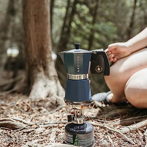 Image of GROSCHE Milano Stovetop Espresso Maker Moka Pot 9 Espresso Cup, 15.2 oz, Blue. Stove top Coffee Maker Moka Italian Espresso greca Coffee Maker Brewer Percolator