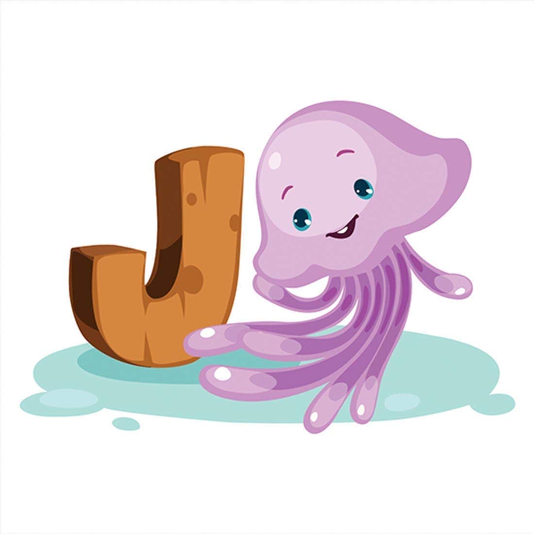 Artway Alphabets A to Z Big Size Wall Stickers with Cute Animals for Baby Room Décor 60 cm x 60 CM Multicolor (Multicolor_10)