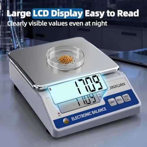 Image of Digital Lab Scale 3000g Gram Scale 0.01g Accuracy Electronic Precision Scale Scientific Analytical Balance Scale Jewelry Scale for Gold Diamond Powder Kitchen, with 500g Weight Backlit LCD